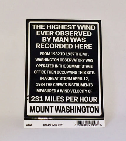 Highest Wind Observed Sticker