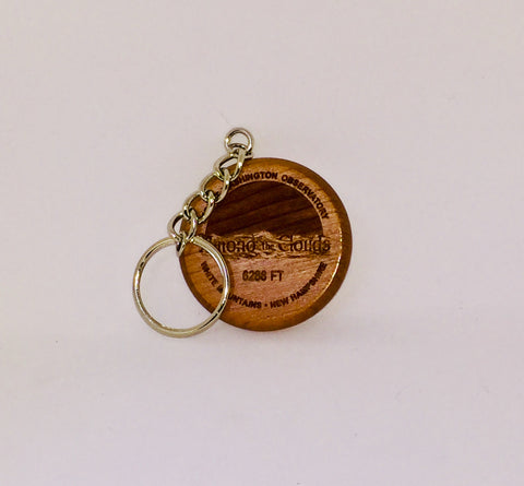 Keychain, Round, Compass, Cherry Engraved,  Among the Clouds