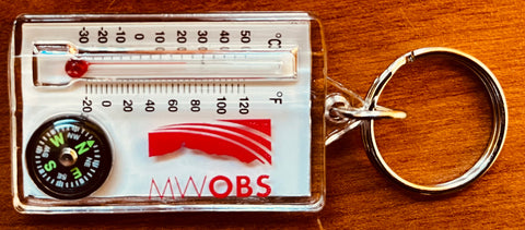 Thermometer and Compass Keychain